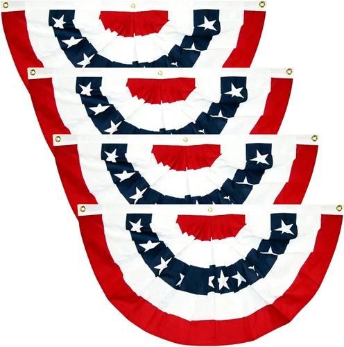 EBaokuup 4 banderas patrióticas plisadas de Estados Unidos, 3 x 1.5 pies, bandera de Estados Unidos, bandera patriótica, banderines de estrellas y