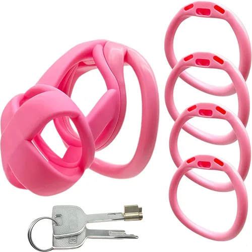 Miniatura 9 de Jaula de castidad masculina, dispositivos de jaula de castidad masculina, nueva jaula ergonómica ligera para pene de hombre, jaula de bloqueo de Rosa