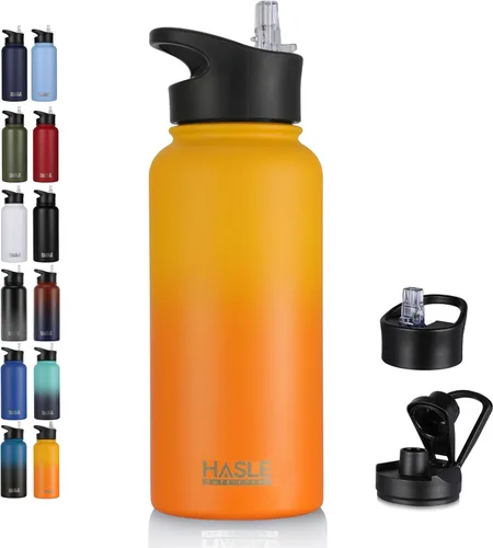 Miniatura 52 de HASLE OUTFITTERS Botella de agua aislada de 22 onzas, botella de agua de acero inoxidable de doble pared, boca ancha con tapa de popote y tapa