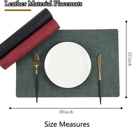 Miniatura 3 de Yangkluib - Manteles individuales lavables, de piel sintética de doble cara, manteles individuales fáciles de limpiar, manteles individuales Verde