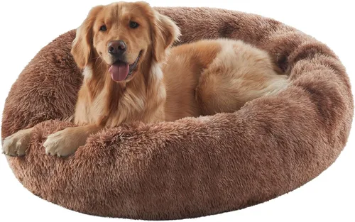 Miniatura 8 de Cama para Perros con Forma de Dona de 45 Pulgadas para Perros Extra Grandes, Cama Redonda Esponjosa Calmante Jumbo para Mascotas con Funda Removible