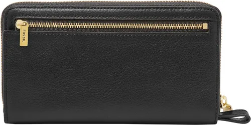 Miniatura 5 de Fossil Liza - Cartera de cuero con cremallera alrededor para mujer con correa retráctil para la muñeca, Negro