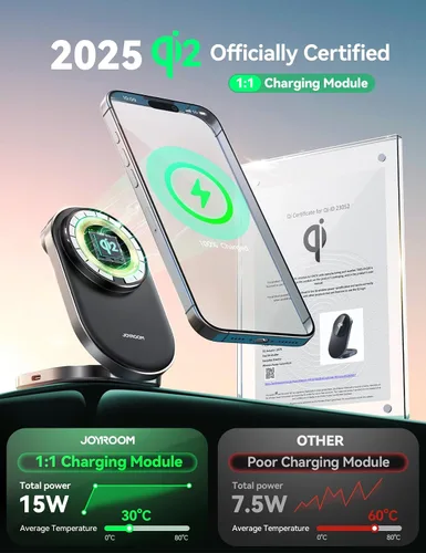Miniatura 2 de Estación de carga inalámbrica Qi2 3 en 1, soporte de cargador inalámbrico rápido JOYROOM de 15 W para iPhone 16/15/14/13, Apple Watch, AirPods