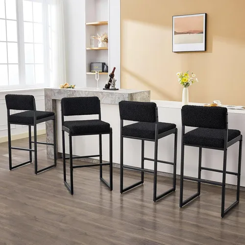 Miniatura 23 de SAECKBERG Taburetes de bar modernos de altura de mostrador, sillas de barra de 26 pulgadas de altura con respaldo, taburetes tapizados, taburetes