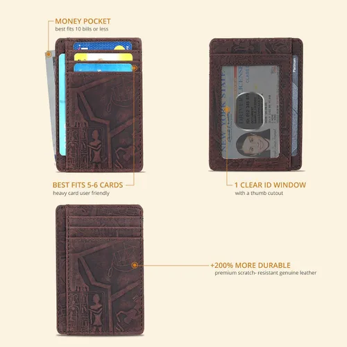 Miniatura 2 de Oak Leathers Leather Slim Minimalist Wallet for Men & Women RFID Front Pocket Leather Card Holder Wallets