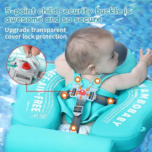 Miniatura 9 de Mambobaby Flotador con Toldo y Cola Nuevo Mejorado Flotador de Piscina No Inflable para Bebé Flotador de Natación Mambo Entrenador de Natación Tela