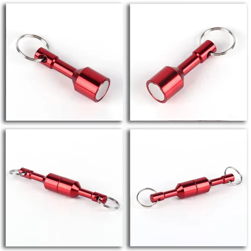 Miniatura 2 de Llavero imán para probar latón, llavero imán de bolsillo para bolso con fuerte neodimio magnético de tierras raras, Rojo