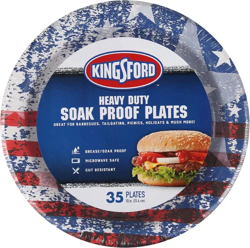 Kingsford Platos de papel resistentes, 35 unidades, bandera estadounidense
