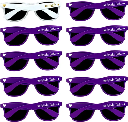 LADY&HOME Paquete de 10 lentes de sol para despedida de soltera, lentes de sol de tribu de novia y novia para fiesta de novia, despedida de soltera,