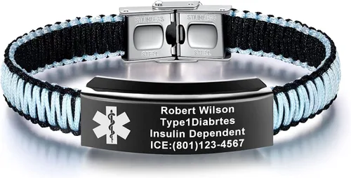 Miniatura 10 de Pulseras de alerta médica para mujeres Pulseras de identificación médica personalizables para hombres, niñas y niños Pulseras médicas trenzadas