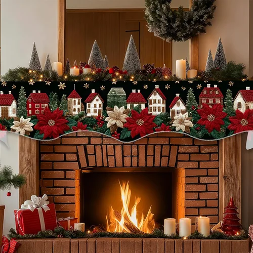 Miniatura 6 de BVBOX Bufanda Decorativa para Repisa de Chimenea Navideña, Cubierta Corredor para Repisa de Chimenea de Navidad e Invierno