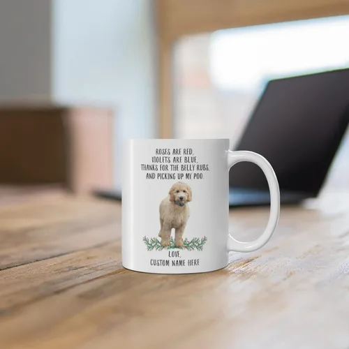 Miniatura 6 de Funny Goldendoodle Yellow Roses Are Red Violets Are Blue - Taza de café blanca con nombre personalizado de Navidad 2024, 11 onzas
