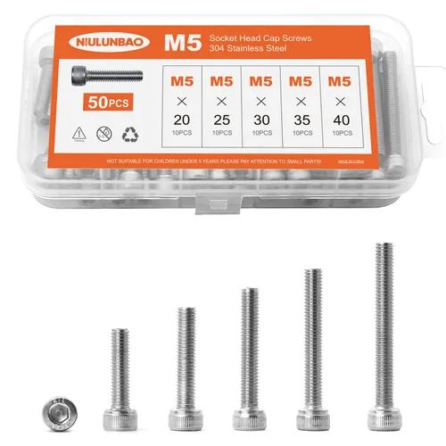 Tornillos de cabeza hexagonal M5 x 0.787 in 0.984 in 1.181 in 1.378 in 1.575 in Tornillos de cabeza hexagonal 304 de acero inoxidable Allen máquina