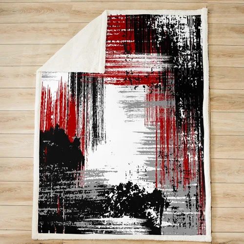 Miniatura 2 de Manfei Manta abstracta moderna de arte abstracto para decoración de habitación de niños y niños, estilo grunge, color rojo, negro, gris, para sofá