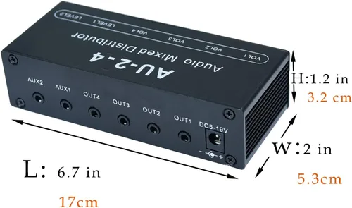 Miniatura 3 de 1/8 "entrada auxiliar mezcla 2 en 4 canales salida caja de auriculares amplificador de auriculares 0.138 in mezclador 1/8 pulgadas estéreo