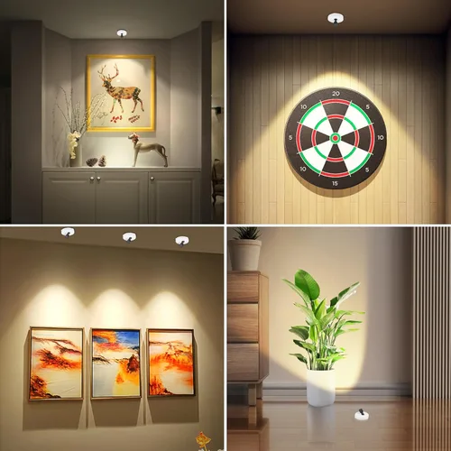Miniatura 4 de HEAGEERO Focos inalámbricos, iluminación de acento con control remoto, luces de imagen de batería, luz de disco de palo, focos de pantalla giratoria