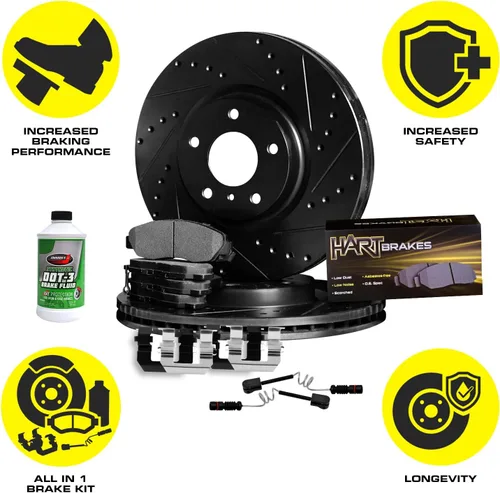 Miniatura 4 de Hart Brakes Kit de frenos y rotores traseros Pastillas de freno traseras Rotores y pastillas de frenos Pastillas de freno y rotores