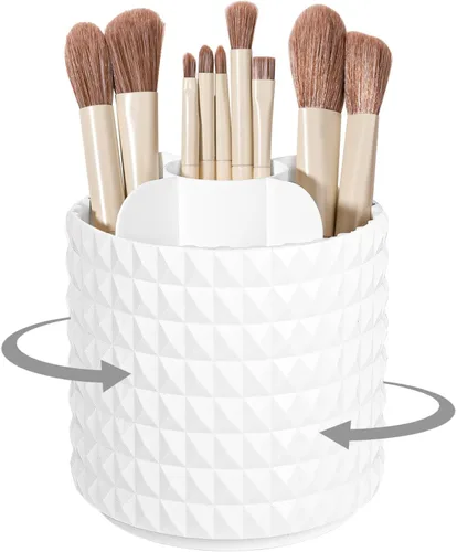 Anyoifax Organizador de brochas de maquillaje, contenedor giratorio de 360° para tocador, taza de almacenamiento de cosméticos giratorios, color