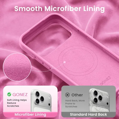 Miniatura 236 de GONEZ Funda de silicona para iPhone 15 Pro Max, compatible con Magsafe, protector de cámara + protector de pantalla, forro de microfibra suave