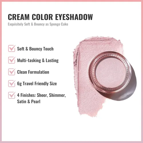 Miniatura 75 de Oulac Sombra de ojos en crema con brillo también para iluminador Sombra de ojos mezclable Resistente al agua y de larga duración con fórmula Pureza