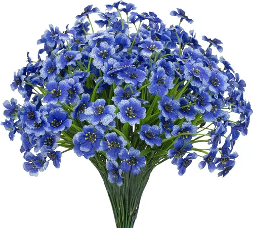 15 paquetes de flores artificiales resistentes a los rayos UV para exteriores, plantas sin decoloración, arbustos de plástico sintético, flores de