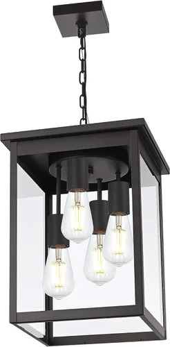 Miniatura 32 de TODOLUZ Lámpara Colgante de Exterior de 3 Luces Negra, Linterna Colgante Exterior Ajustable Luz de Porche
