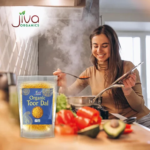 Miniatura 6 de Jiva Organic Toor Dal Kori, Unoily, Madhi Bolsa de 4 libras, guisantes indios de paloma partidos, sin OMG, vegano