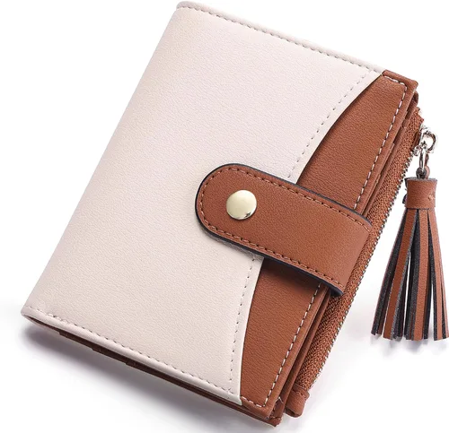 yiijay Billetera pequeña para mujer, con bloqueo RFID, plegable, delgada, de cuero, para tarjetas de crédito, billetera pequeña con bolsillo