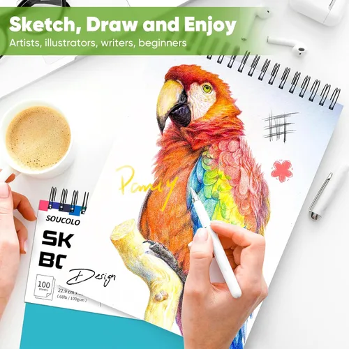 Miniatura 8 de Soucolor Suministros Escolares Cuaderno de bocetos de 9 x 12 pulgadas para profesor y estudiante de secundaria, paquete de 1 cuaderno de bocetos