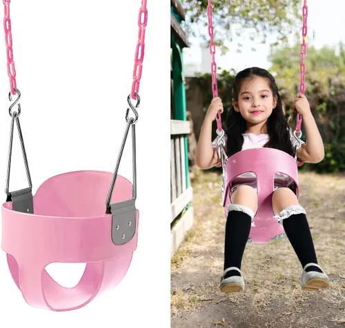 Miniatura 4 de Asiento de columpio para niños pequeños con respaldo alto 59 con cadenas revestidas de plástico resistente, totalmente montado para accesorios