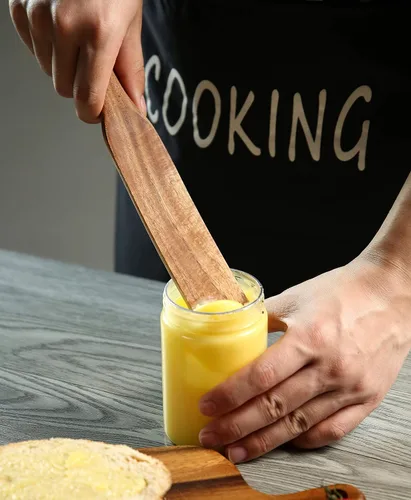 Miniatura 6 de Juego de 6 espátulas de madera para cocinar, juego de 6 espátulas de teca natural con barril de almacenamiento de acero inoxidable, utensilios