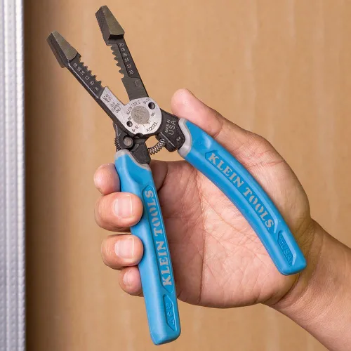Miniatura 5 de Klein Tools K12035L Klein-Kurve - Cortadores de alambre, fabricados en EE. UU., herramienta resistente para pelar cables con bloqueo, 8-20 AWG