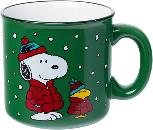 Miniatura 13 de Silver Buffalo Peanuts Snoopy - Tarro de cristal con tapa y pajita, 21 onzas