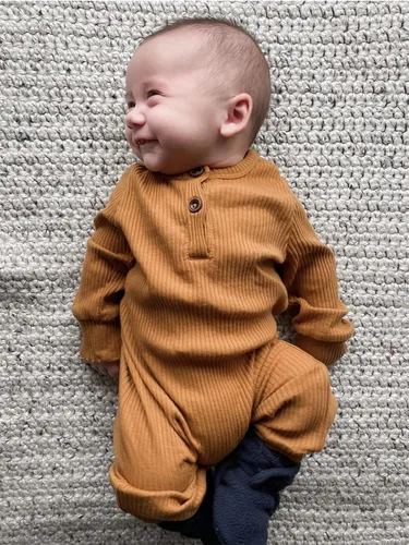 Miniatura 4 de Eghunooy Mameluco de una pieza de color sólido para bebé niño y niña