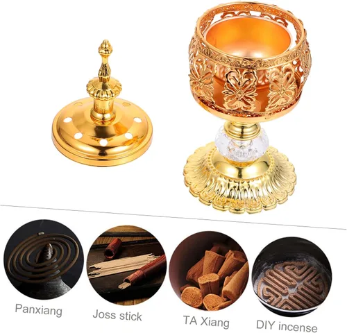 Miniatura 3 de Abaodam Quemador de incienso decorativo de metal, soporte estético europeo para incienso para sala de estudio, dormitorio, sauna, yoga