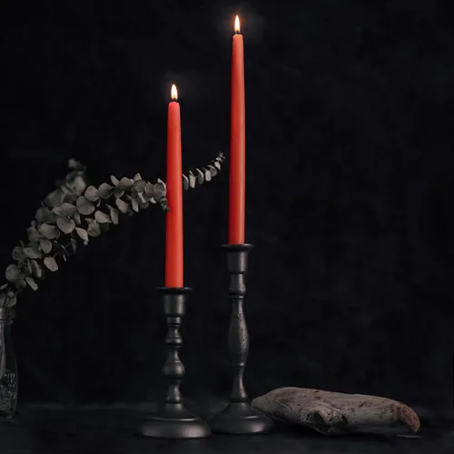 Miniatura 3 de Bluecorn Beeswax Velas cónicas 100 % pura y natural de abejas, par de velas cónicas naranjas de 10 pulgadas, combustión limpia y sin goteo, sin