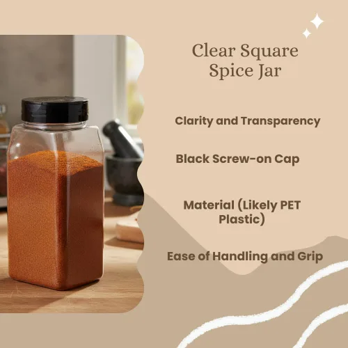 Miniatura 4 de Pride Of India Tarros grandes de plástico transparente para especias con tapa de tamiz doble, sin BPA de grado alimenticio, fabricados en Estados