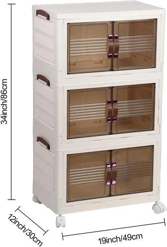 Miniatura 2 de Organizador de armario con contenedores extraíbles, estante de almacenamiento apilable de 4 capas para sala de estar y dormitorio, fácil montaje