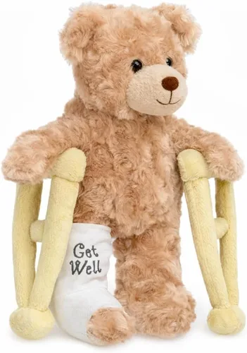 Miniatura 12 de Jolitee Oso de peluche con brazo roto con brazo izquierdo o derecho, regalo de recuperación de animales de peluche para niños, 10.5 pulgadas