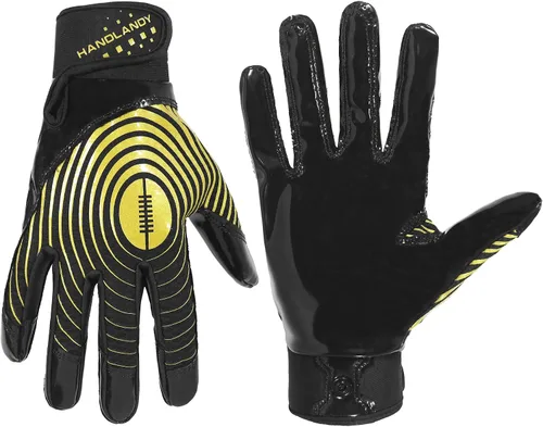 Miniatura 22 de HANDLANDY Guantes de fútbol para jóvenes, guantes receptores adhesivos para niños, guante de fútbol de súper agarre, mejor regalo para niños y niñas