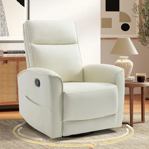 HAOMARKETS Silla reclinable basculante giratoria, sillón reclinable manual de imitación de cuero para adultos, sofá reclinable para cuarto del bebé