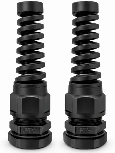MGI SpeedWare Prensaestopas flexibles NPT de 3/4", alivio de tensión de agarre en espiral para coleta (paquete de 2)