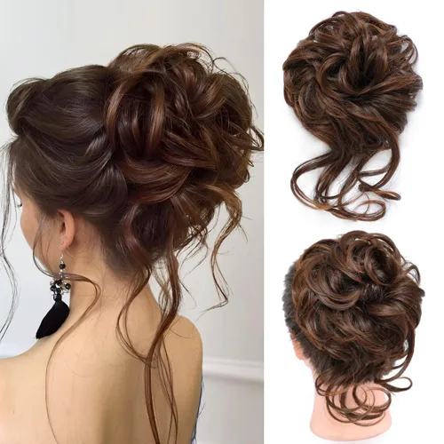 Miniatura 15 de Extensiones de cabello con moño desordenado, superlargas, estilo recogido, recogido, con banda elástica, para mujeres y niñas (12H24)