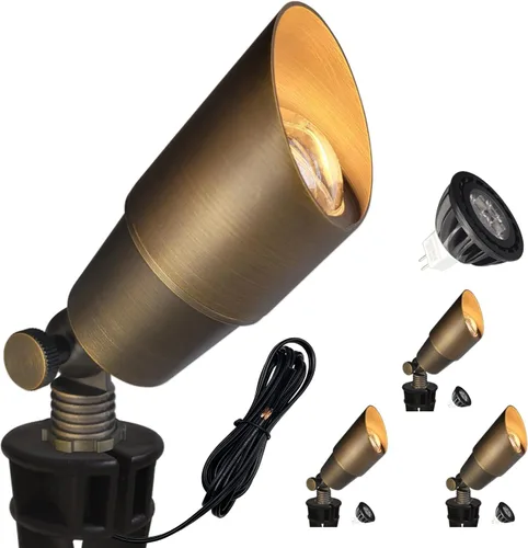 Miniatura 16 de COLOER Foco de paisaje de latón de bajo voltaje (negro) paquete de 1 con carcasa de aluminio de 5 W, foco LED MR16 2700K 450LM CRI85+, iluminación