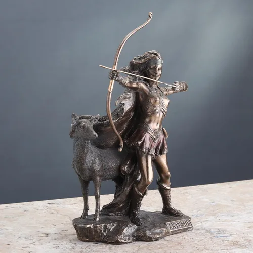 Miniatura 7 de Veronese Design 12 1/4 pulgadas Artemis Diosa de la caza y el desierto Escultura griega de resina fundida en frío con acabado de bronce