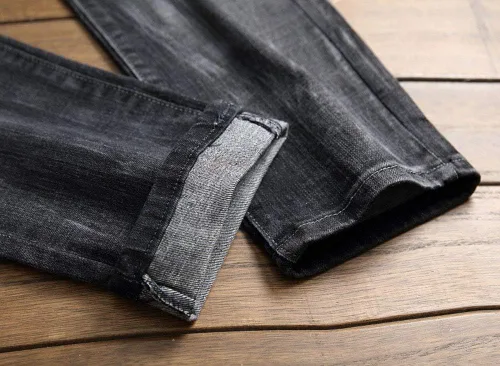 Miniatura 5 de Pantalones de mezclilla elásticos rasgados plisados para hombre