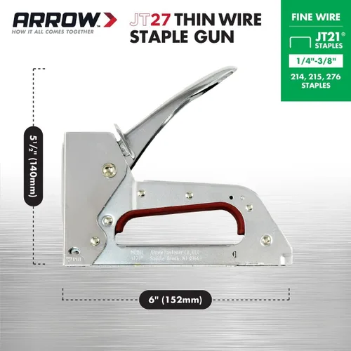 Miniatura 3 de Arrow JT27 - Pistola de grapas ligera para tapicería, manualidades, oficina, se adapta a grapas de alambre fino de 1/4", 5/16" o 3/8".