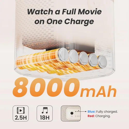 Miniatura 2 de [Sonido de JBL y batería integrada] Proyector para exteriores Yaber T2 con WiFi 6 y Bluetooth, proyector portátil de película inteligente Native