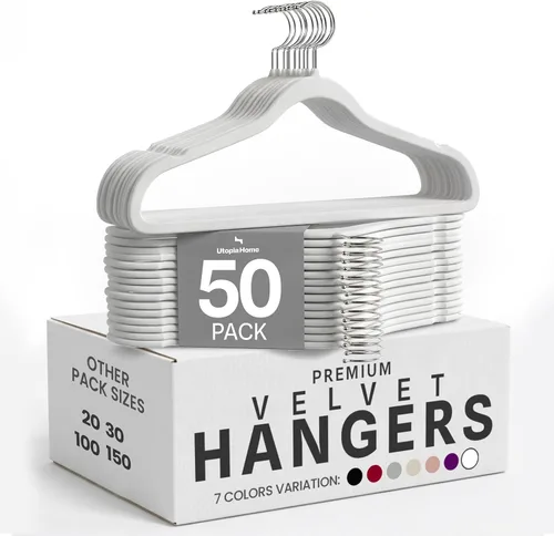 Miniatura 11 de Utopia Home Velvet Hanger - Paquete de 100 perchas delgadas antideslizantes de lujo para pantalones y abrigos, perchas fuertes que ahorran espacio