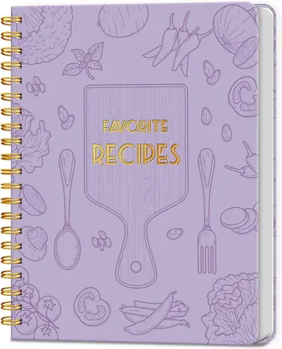 Miniatura 9 de LuBudingJoy Cuaderno de recetas en blanco para escribir en tus propias recetas, página completa de Sprial de tapa dura, organizador de recetas